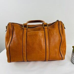 Fossil Carlie Leather Satchel Shoulder Cognac Bag Braided Tassel